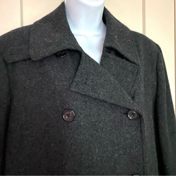 Vintage LAUREN Ralph Lauren Green Label Cropped Wool Pea Coat Jacket Size 14 - Picture 3 of 13